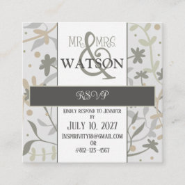 Cartão De Informações Floral Sprigs Moderno Elegante Inspirividade RSVP