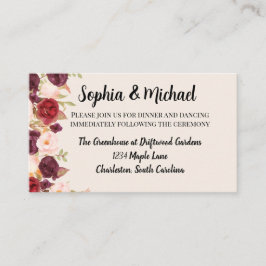 Cartão De Informações Floral Watercolor Wedding Design
