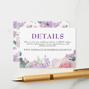 Cartão De Informações Floral Wedding Details Small Enclosure Card