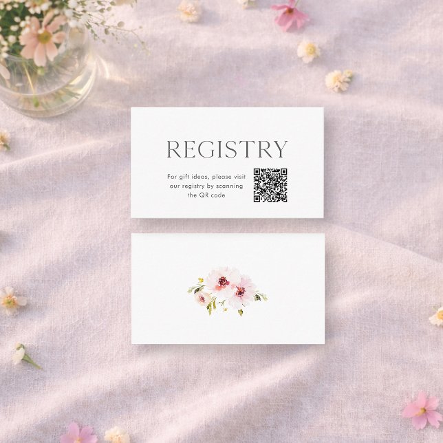 Cartão De Informações Floral Wedding Registry Insert with QR Code (Criador carregado)