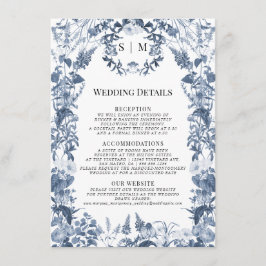 Cartão De Informações Floral Wildflower Blue White Primavera Detalhes