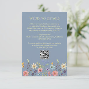 Cartão De Informações Floral Wildflower Dusty Blue Casamento Detalhes