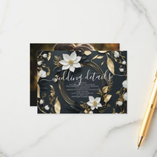 Cartão De Informações Floral Wreath Wedding Information Details Photo