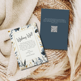 Cartão De Informações Flores Amarelas Azuis Casamento Elegante Desejando