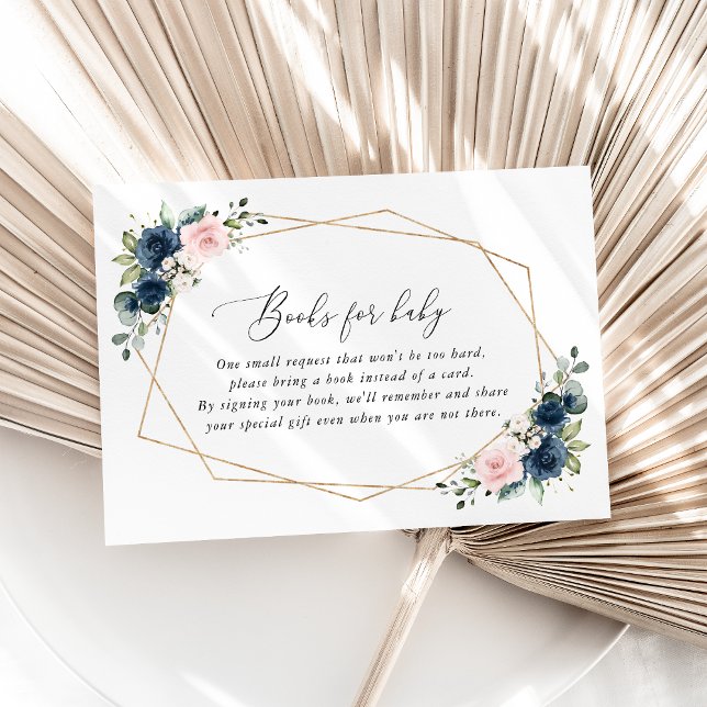 Cartão De Informações Flores Azuis marinhos, Flores Rosa, Livros Para Be (Criador carregado)