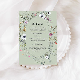 Cartão De Informações Flores Botânicas | Detalhes do Casamento Verde Sua