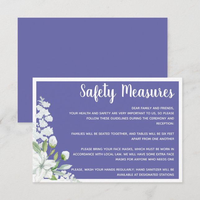 Cartão De Informações Flores brancas romanas medidas de segurança aplicá (Frente/Verso)