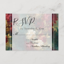 Cartão De Informações Flores Brancas Vermelhas Românticas Casamento RSVP