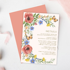 Cartão De Informações Flores coloridas Detalhes do casamento da primaver