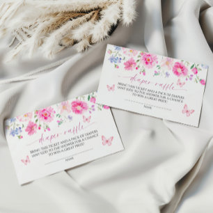 Cartão De Informações Flores Cor-de-rosa Brilhante Fralda Raffle