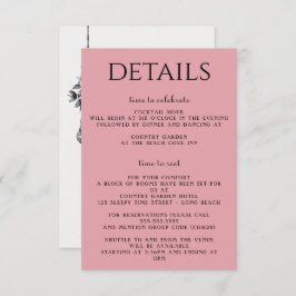 Cartão De Informações Flores Cor-de-Rosa e Lanternas