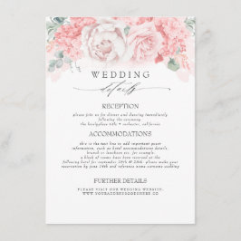 Cartão De Informações Flores Cor-de-rosa Informações de Casamento