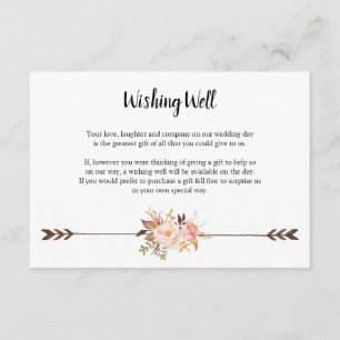 Cartão De Informações Flores de Aquarela Boêmia Desejando Bem Casamento