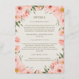 Cartão De Informações Flores de Aquarela Rosa Enclausura de Detalhe de C