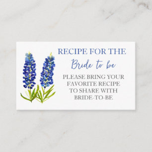 Cartão De Informações Flores de Bluebonnets Chá de panela Azul