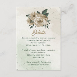 Cartão De Informações flores de champanhe verde casamento