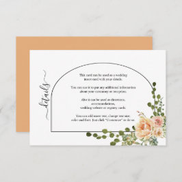 Cartão De Informações Flores de coral de pêssego e casamento floral de a