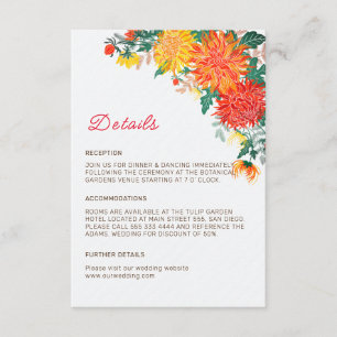 Cartão De Informações Flores de Dália de Primavera Laranja Pastel Amarel