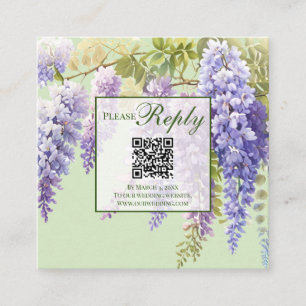Cartão De Informações Flores de lilás wisteria em aquarela roxa para cas