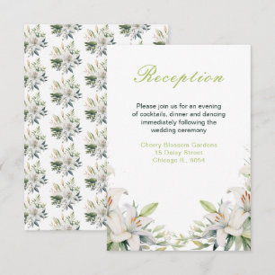 Cartão De Informações Flores de Lírio Branco Casamento
