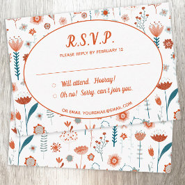Cartão De Informações Flores de Verão escandinavas Boho Wedding R R.S.V.