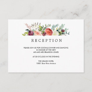 Cartão De Informações Flores do Campo Recepção de Casamento de Outono E