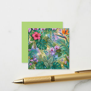 Cartão De Informações Flores Fantasia da Selva Roxo Verde Dourado Sonhad