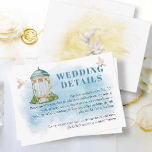 Cartão De Informações Flores Gazebo Elegantes Doves Detalhes do casament