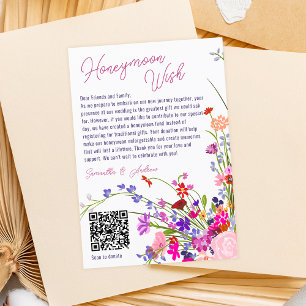 Cartão De Informações Flores quentes modernas que desejam um bom casamen