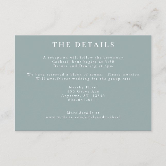 Cartão De Informações Flores Românticas De Algodão Esfregam Blue Sage (Frente)