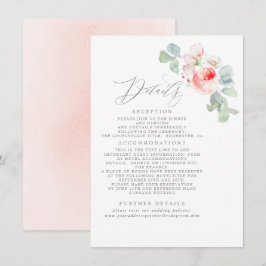 Cartão De Informações Flores Rosa Informações Legais Sobre Casamento