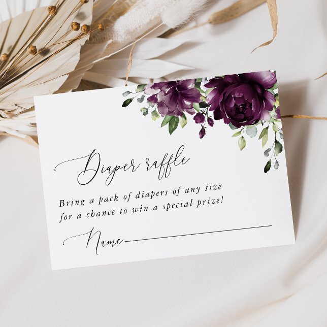 Cartão De Informações Flores Roxas, Flores De Ameixa, Boho, Fralda Raffl (Criador carregado)