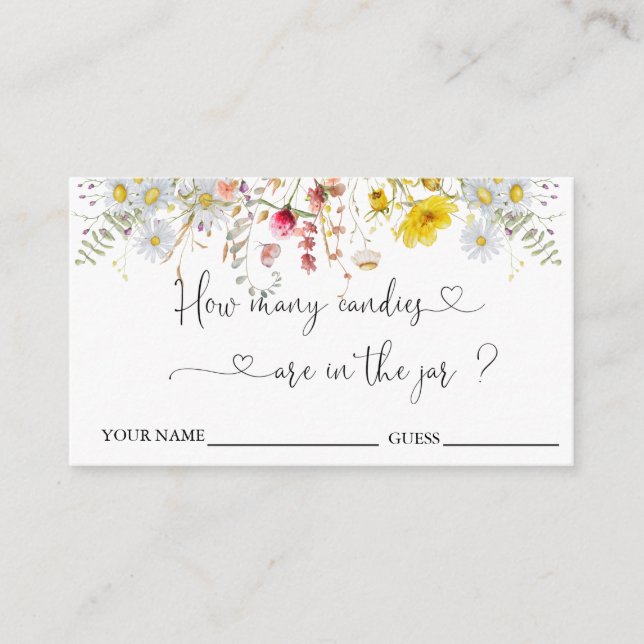 Cartão De Informações Flores Selvagens Adivinham Quantas Candies Enclosu (Frente)