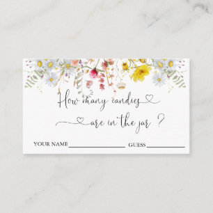 Cartão De Informações Flores Selvagens Adivinham Quantas Candies Enclosu