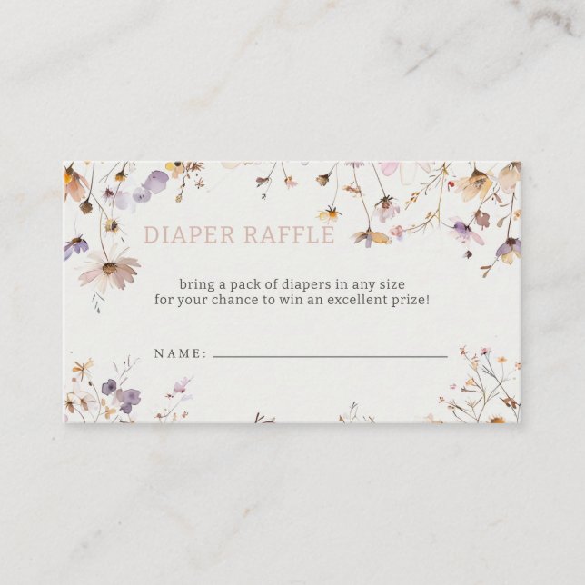 Cartão De Informações Flores Selvagens Garota Chá de fraldas Fralda Raff (Frente)