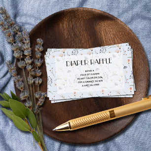 Cartão De Informações Flores selvagens na Fralda Chá de fraldas Raffle B