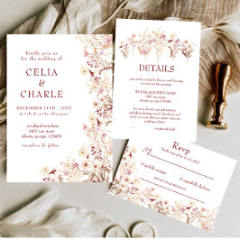 Cartão De Informações Flores silvestres Boho