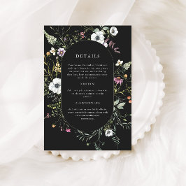 Cartão De Informações Flores Silvestres Botânicas Escuras | Detalhes do