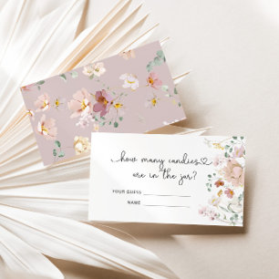 Cartão De Informações Flores silvestres de aquarela adivinham quantos do