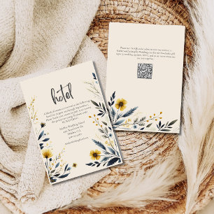 Cartão De Informações Flores Silvestres em Aquarela Elegante Casamento H