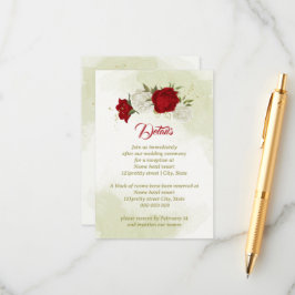 Cartão De Informações flores vermelhas folhas verdes