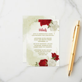 Cartão De Informações flores vermelhas folhas verdes