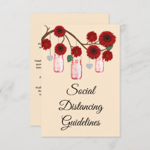 Cartão De Informações Flores Vermelhas Mason Jar Medidas de Segurança