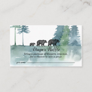 Cartão De Informações Floresta Adventure Watercolor Bears Fralda Raffle