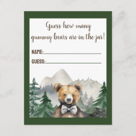 Cartão De Informações Floresta de Aquarela, Urso de Teddy, Jogo de Chá d