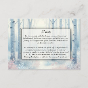 Cartão De Informações Floresta de Bétula Azul Congelada Casamento