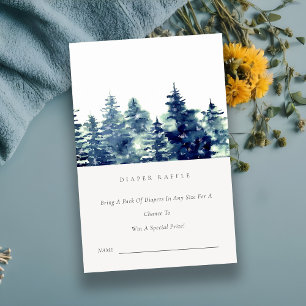 Cartão De Informações Floresta de Pinheiros de Inverno Chá de Bebê Sorte