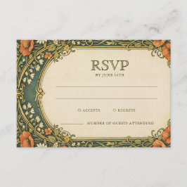 Cartão De Informações Floresta Encantada Arte Nova Vintage RSVP