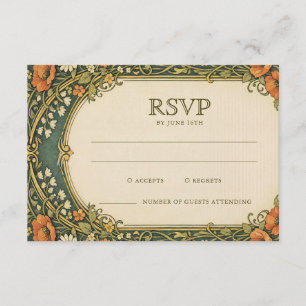 Cartão De Informações Floresta Encantada Arte Nova Vintage RSVP