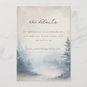 Cartão De Informações Floresta Tranquila em Aquarela Azul